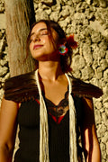A - Boise Pataxo Flower Feather Earrings